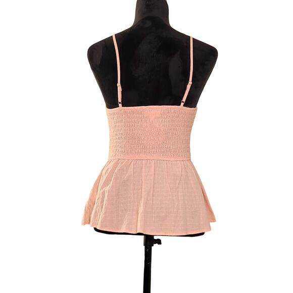 BIBI Peach Shirred Tank Top with Flared Waist, Size Small - Picture 3 of 10